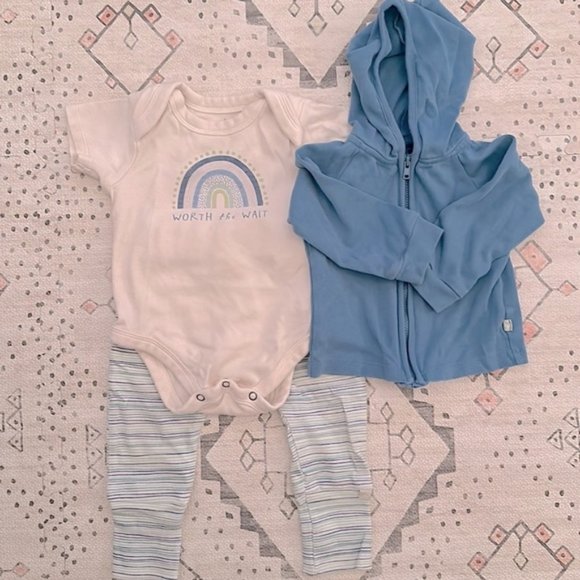 Finn + Emma Outfit Hoodie Onesie and Pants Rainbow